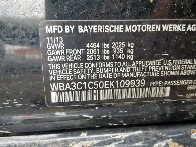 WBA3C1C50EK109939 - 2014 BMW 328 I SULE BLACK photo 10