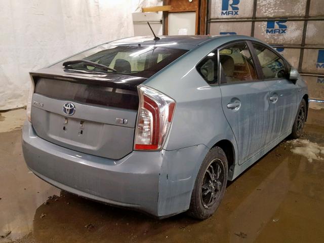 JTDKN3DU5E1746535 - 2014 TOYOTA PRIUS BLUE photo 4