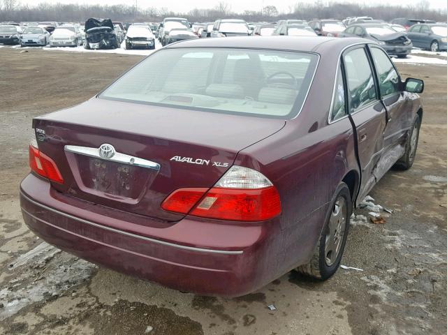 4T1BF28B13U301250 - 2003 TOYOTA AVALON XL BURGUNDY photo 4