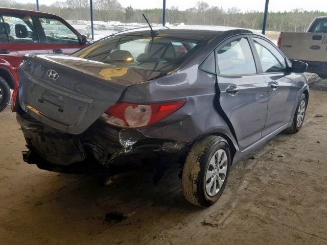 KMHCT4AE4GU089432 - 2016 HYUNDAI ACCENT SE GRAY photo 4