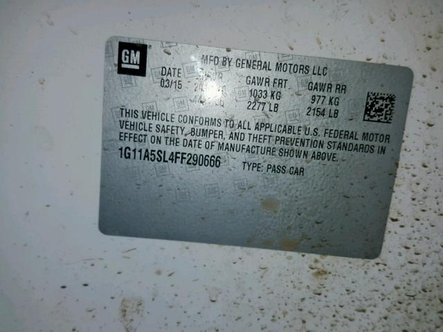 1G11A5SL4FF290666 - 2015 CHEVROLET MALIBU LS WHITE photo 10