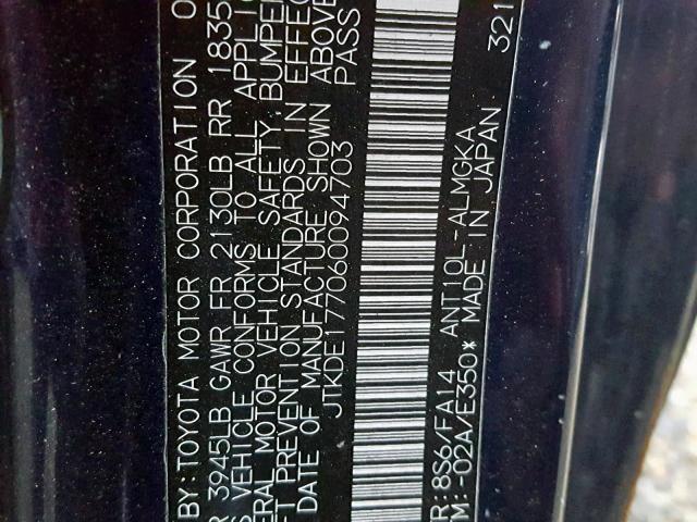 JTKDE177060094703 - 2006 TOYOTA SCION TC 蓝色 照片 10