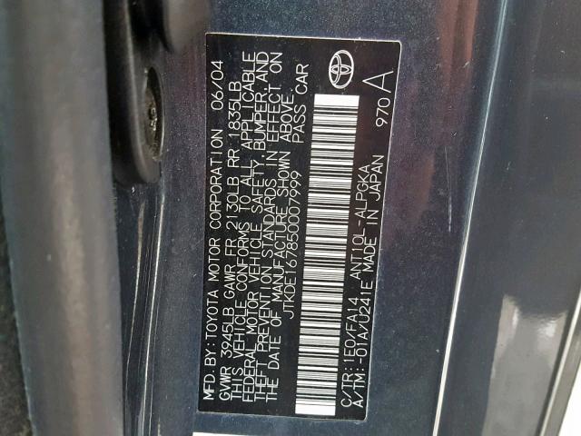 JTKDE167850007999 - 2005 TOYOTA SCION TC 石墨色 照片 10