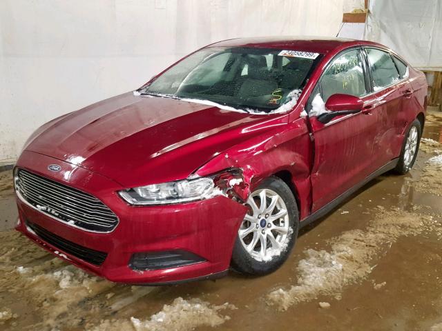 3FA6P0G70FR302590 - 2015 FORD FUSION S RED photo 2