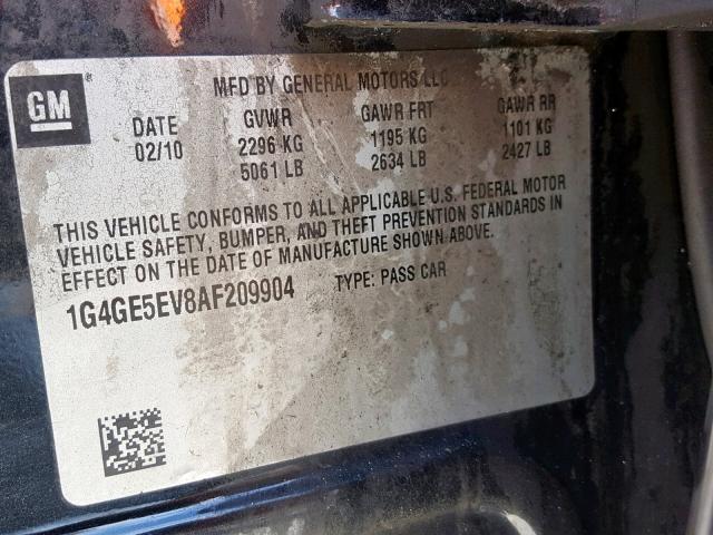 1G4GE5EV8AF209904 - 2010 BUICK LACROSSE C BURN photo 10