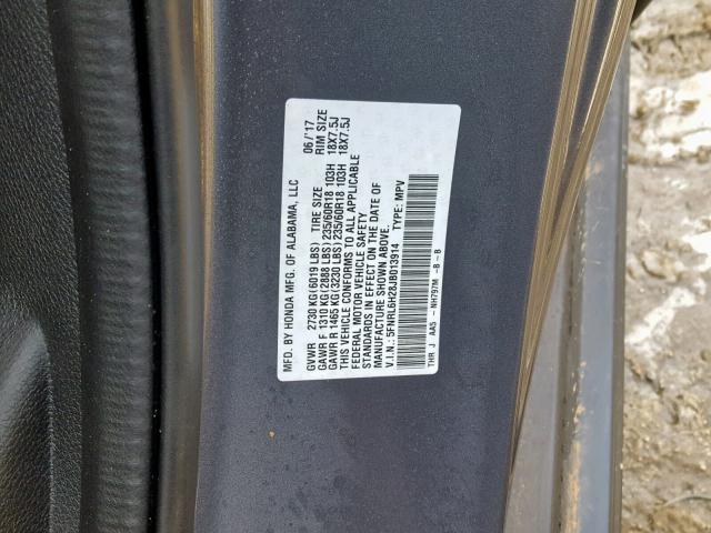 5FNRL6H28JB013914 - 2018 HONDA ODYSSEY LX CHARCOAL photo 10