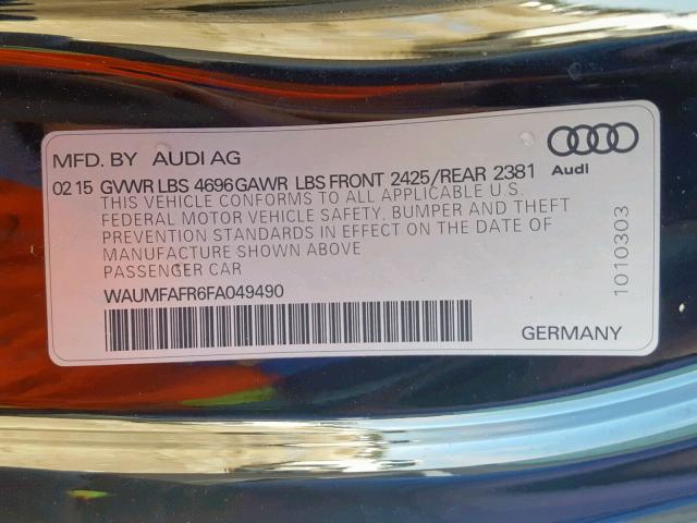 WAUMFAFR6FA049490 - 2015 AUDI A5 PREMIUM BLACK photo 10