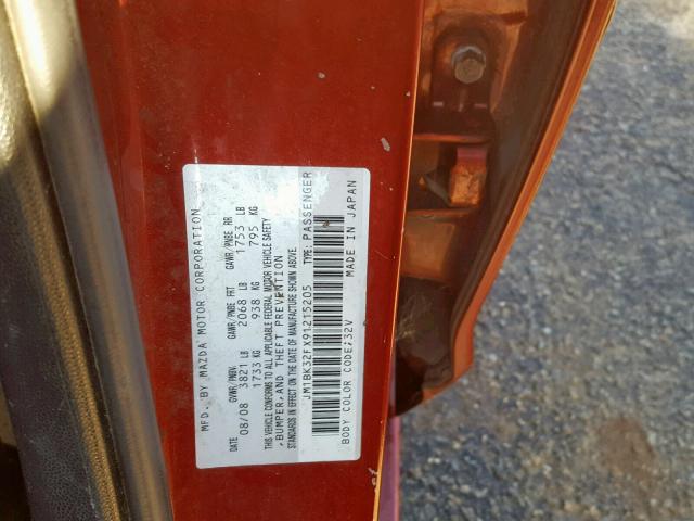 JM1BK32FX91215205 - 2009 MAZDA 3 I RED photo 10