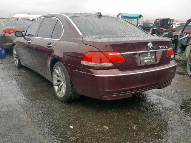 WBAHN83548DT82268 - 2008 BMW 750 LI BURGUNDY photo 3