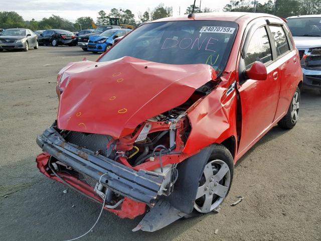 KL1TD66E39B371959 - 2009 CHEVROLET AVEO LS RED photo 2