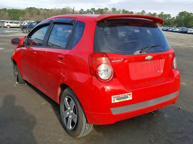 KL1TD66E39B371959 - 2009 CHEVROLET AVEO LS RED photo 3