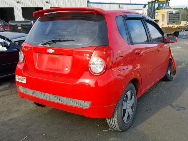 KL1TD66E39B371959 - 2009 CHEVROLET AVEO LS RED photo 4