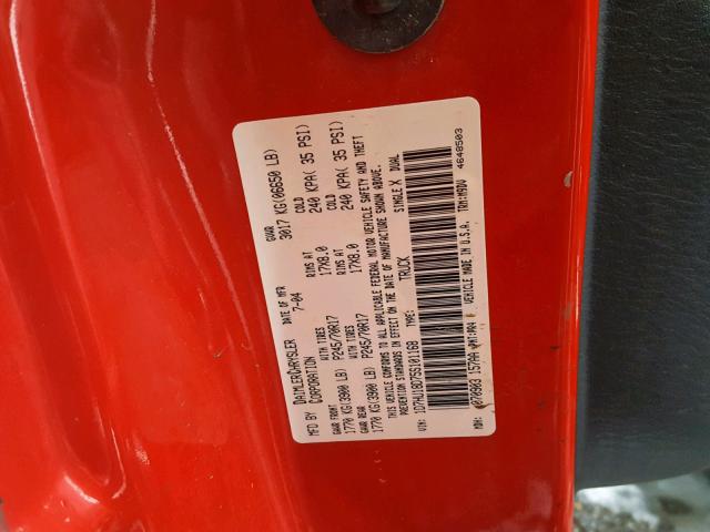 1D7HU18D75S101168 - 2005 DODGE RAM 1500 S RED photo 10