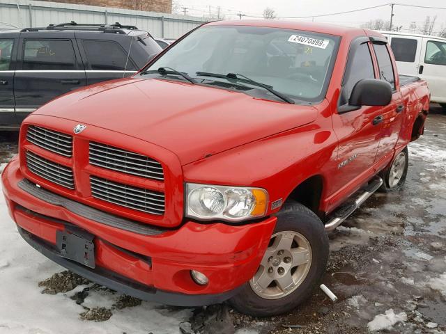 1D7HU18D75S101168 - 2005 DODGE RAM 1500 S RED photo 2