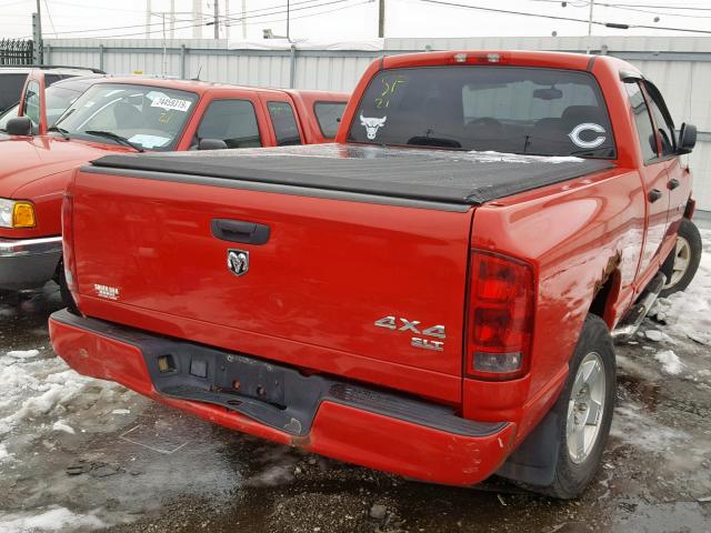 1D7HU18D75S101168 - 2005 DODGE RAM 1500 S RED photo 4