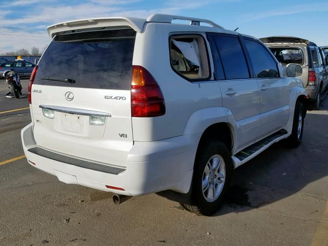 JTJBT20X240051821 - 2004 LEXUS GX 470 WHITE photo 4