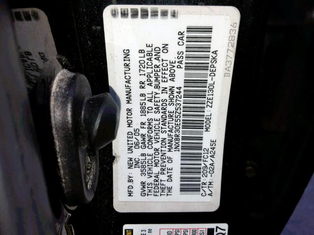 1NXBR30E55Z537244 - 2005 TOYOTA COROLLA CE BLACK photo 10