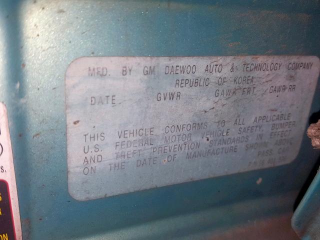 KL1TD52625B297873 - 2005 CHEVROLET AVEO BASE Теңіз түсті фото 10