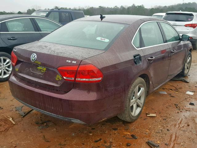 1VWBS7A35EC080113 - 2014 VOLKSWAGEN PASSAT SE MAROON photo 4