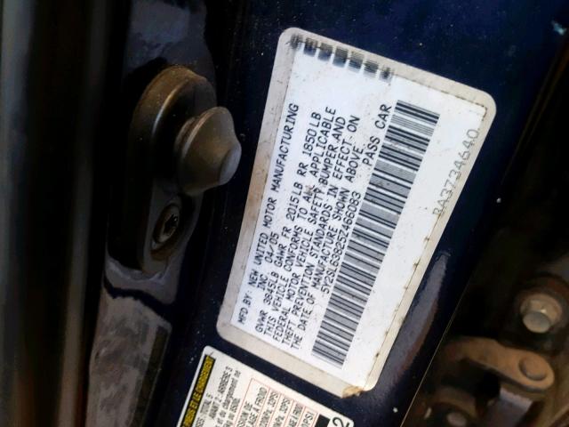 5Y2SL63825Z466083 - 2005 PONTIAC VIBE BLUE photo 10