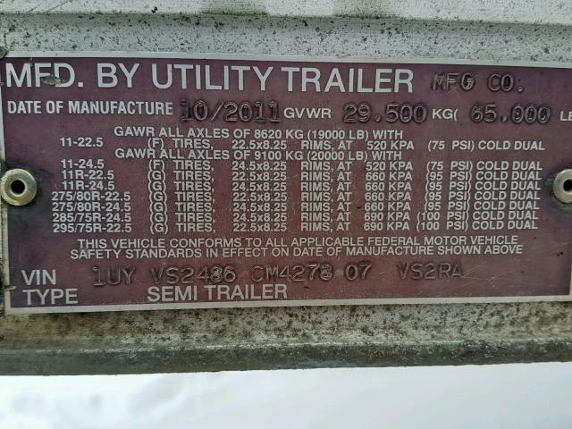 1UYVS2486CM427807 - 2012 UTILITY REEFER WHITE photo 10