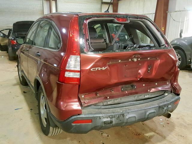 JHLRE38377C007791 - 2007 HONDA CR-V LX MAROON photo 3