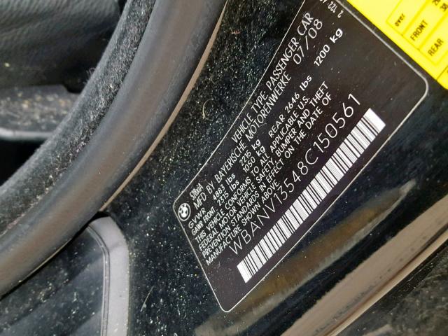 WBANV13548C150561 - 2008 BMW 528 XI BLACK photo 10