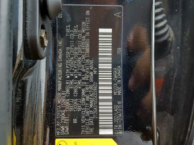 2T2GA31U55C028822 - 2005 LEXUS RX 330 BLACK photo 10