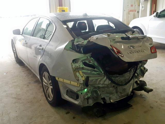 JN1CV6AP3DM302719 - 2013 INFINITI G37 BASE SILVER photo 3