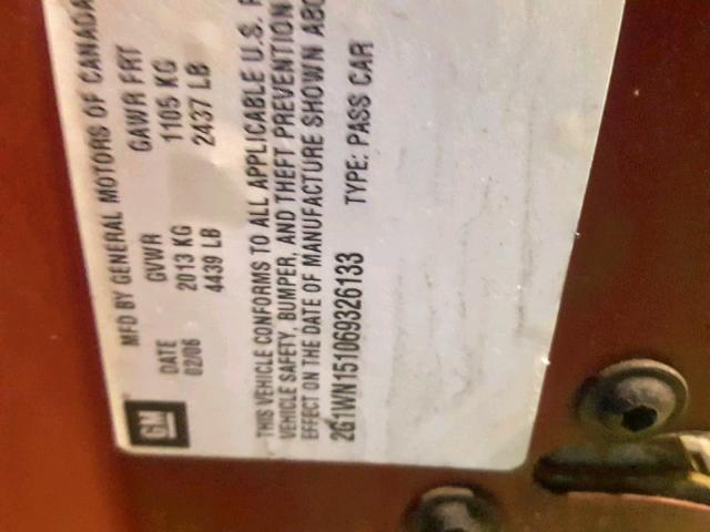 2G1WN151069326133 - 2006 CHEVROLET MONTE CARL 栗色 照片 10