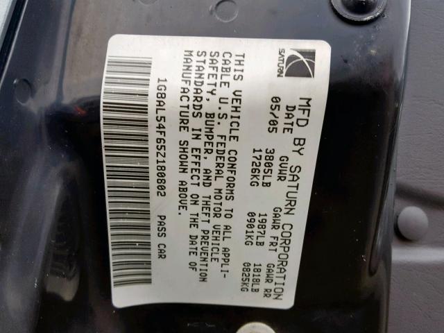 1G8AL54F65Z180802 - 2005 SATURN ION LEVEL GRAY photo 10