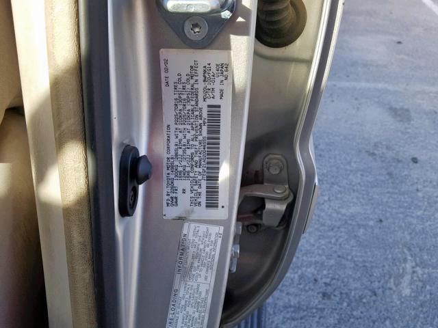 JTEGF21A020046555 - 2002 TOYOTA HIGHLANDER SILVER photo 10