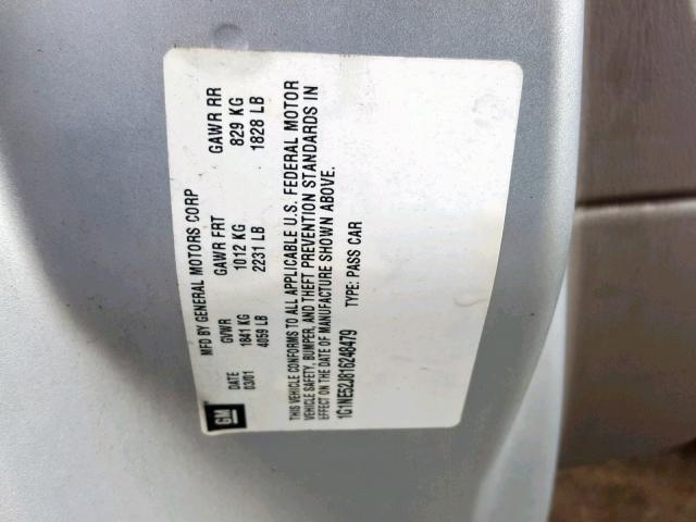 1G1NE52J816248479 - 2001 CHEVROLET MALIBU LS SILVER photo 10