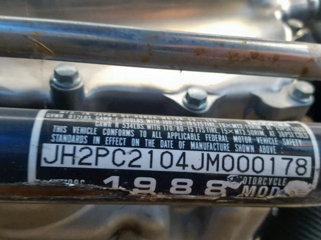 JH2PC2104JM000178 - 1988 HONDA VT600 C BLUE photo 10