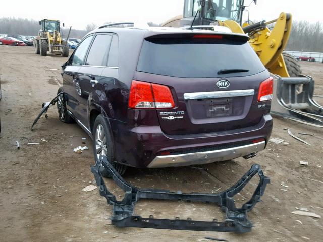 5XYKWDA21BG100426 - 2011 KIA SORENTO SX MAROON photo 3