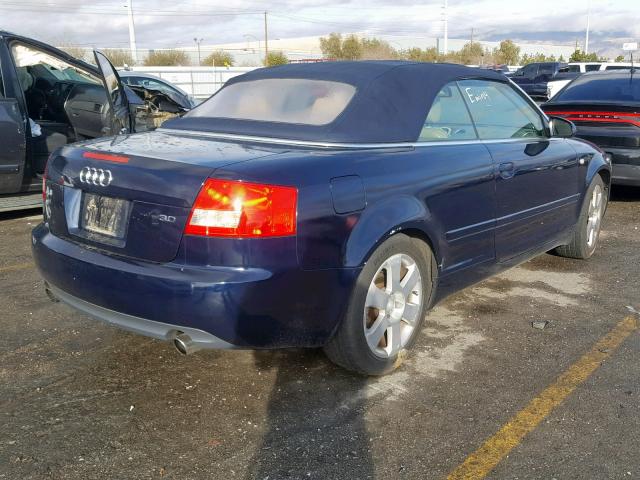 WAUAT48H73K008857 - 2003 AUDI A4 3.0 CAB BLUE photo 4