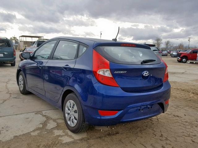 KMHCT5AE1GU251698 - 2016 HYUNDAI ACCENT SE BLUE photo 3