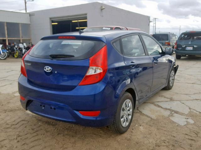 KMHCT5AE1GU251698 - 2016 HYUNDAI ACCENT SE BLUE photo 4