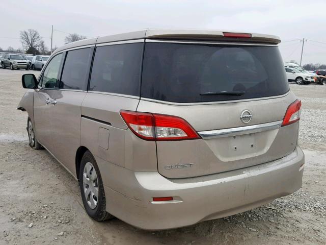 JN8AE2KP8B9010435 - 2011 NISSAN QUEST S GOLD photo 3