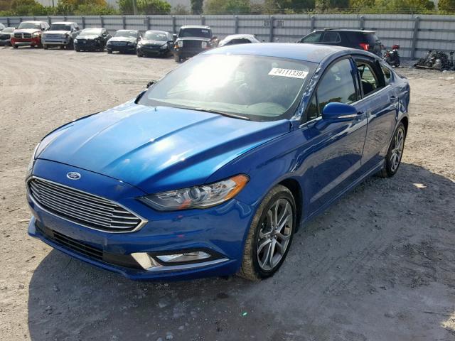 3FA6P0H93HR393244 - 2017 FORD FUSION SE BLUE photo 2