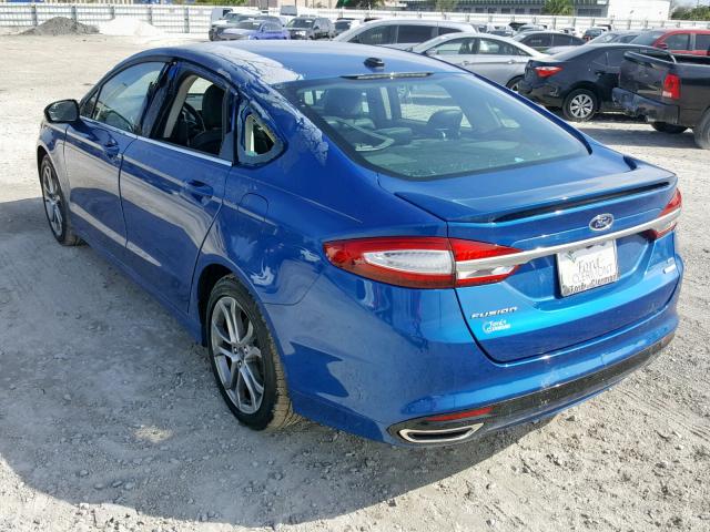 3FA6P0H93HR393244 - 2017 FORD FUSION SE BLUE photo 3