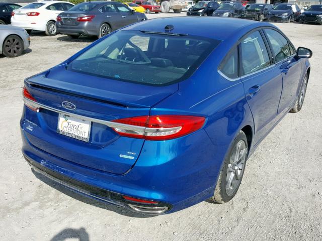 3FA6P0H93HR393244 - 2017 FORD FUSION SE BLUE photo 4