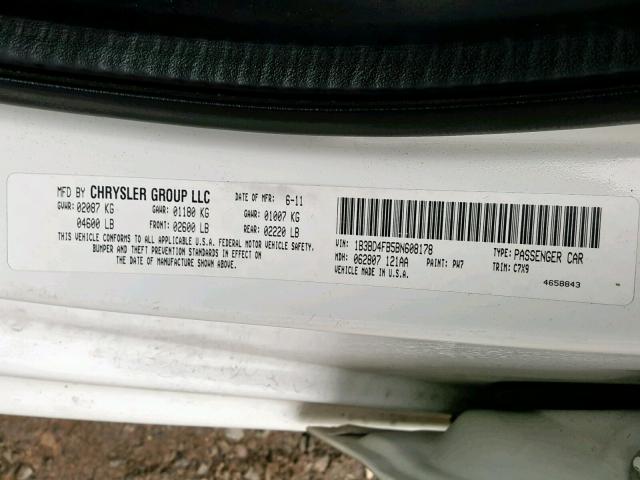 1B3BD4FB5BN608178 - 2011 DODGE AVENGER EX WHITE photo 10