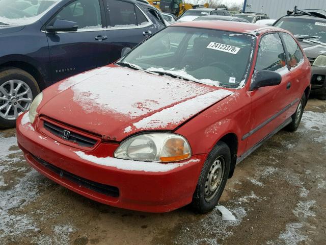 2HGEJ6443TH110819 - 1996 HONDA CIVIC DX RED photo 2