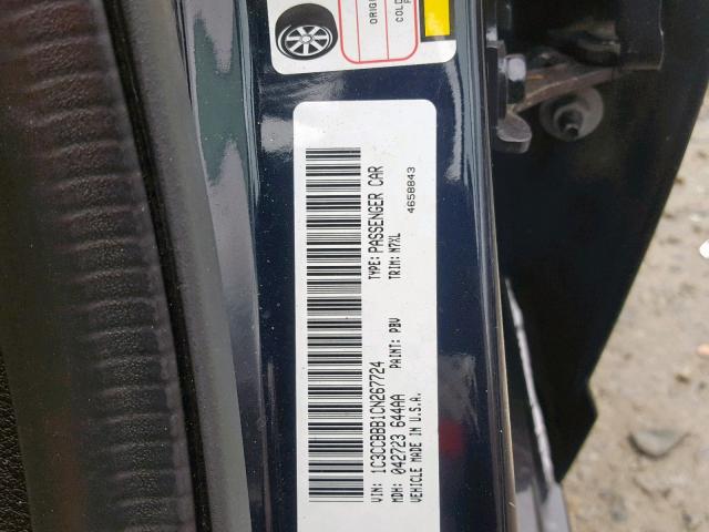 1C3CCBBB1CN267724 - 2012 CHRYSLER 200 TOURIN BLACK photo 10