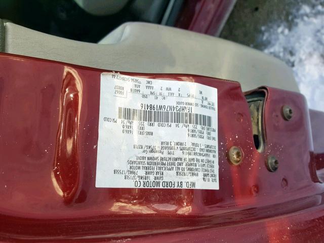 1FAHP34N76W198416 - 2006 FORD FOCUS ZX4 RED photo 10