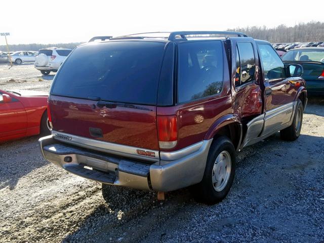 1GKCS13W012116676 - 2001 GMC JIMMY BURGUNDY photo 4