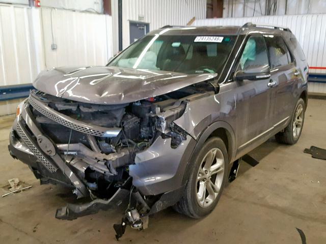 1FM5K8F82EGA08980 - 2014 FORD EXPLORER L GRAY photo 2