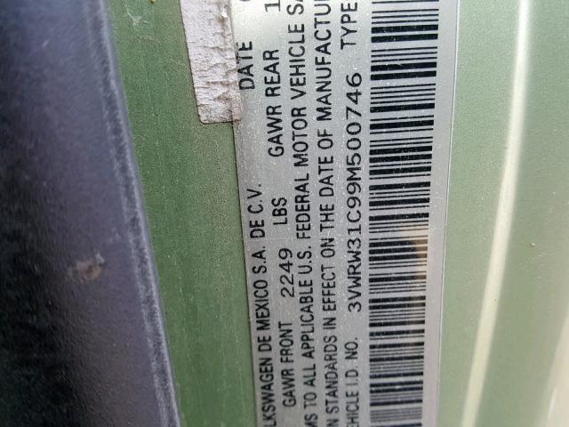 3VWRW31C99M500746 - 2009 VOLKSWAGEN NEW BEETLE Yaşıl foto 10