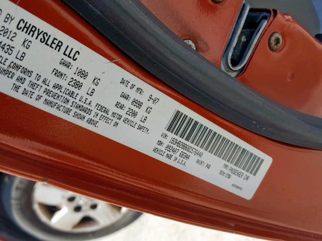 1B3HB28B68D576440 - 2008 DODGE CALIBER ORANGE photo 10